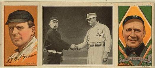 1912 Hassan Triple Folders T202 #NNO Just Before the Battle (John McGraw / Hugh Jennings) Front