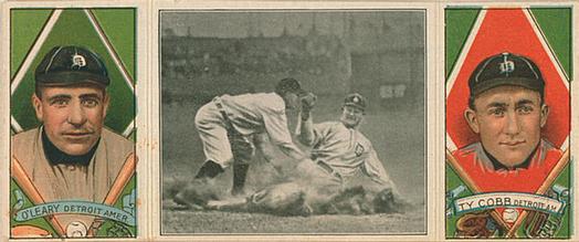 1912 Hassan Triple Folders T202 #NNO A Desperate Slide for Third (Charley O'Leary / Ty Cobb) Front