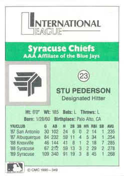 1990 CMC Syracuse Chiefs #23 Stu Pederson Back