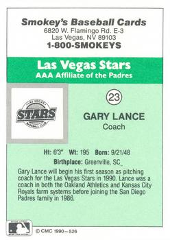 1990 CMC Las Vegas Stars #23 Gary Lance Back