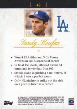 2012 Topps Tribute #42 Sandy Koufax Back