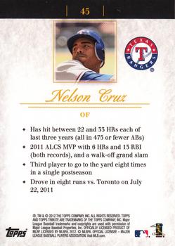 2012 Topps Tribute #45 Nelson Cruz Back