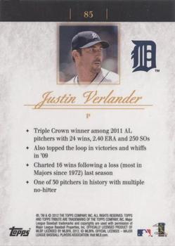 2012 Topps Tribute #85 Justin Verlander Back