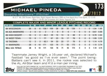 2012 Topps Opening Day - Blue #173 Michael Pineda Back