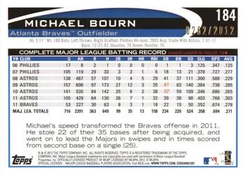 2012 Topps Opening Day - Blue #184 Michael Bourn Back