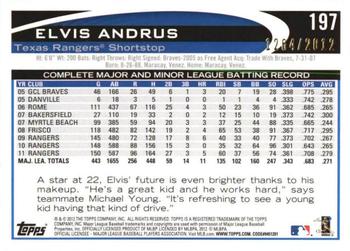 2012 Topps Opening Day - Blue #197 Elvis Andrus Back