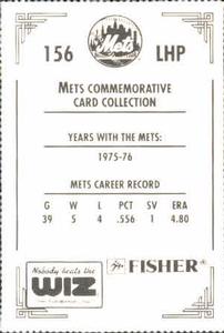 1991 The Wiz New York Mets #156 Tom Hall Back