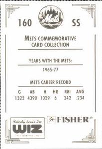 1991 The Wiz New York Mets #160 Bud Harrelson Back