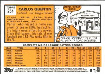 2012 Topps Heritage #254 Carlos Quentin Back