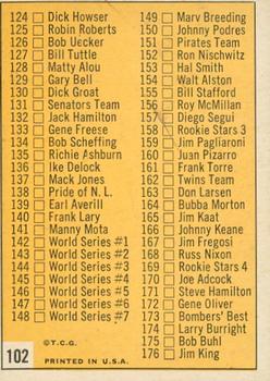 2012 Topps Heritage - 50th Anniversary Buybacks #102 2nd Series Topps Baseball Checklist Back