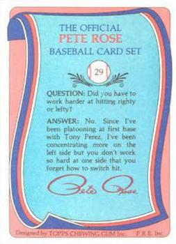 1985 Renata Galasso Pete Rose #29 Pete Rose Back