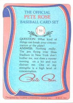 1985 Renata Galasso Pete Rose #59 Pete Rose Back