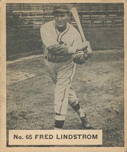 1936 World Wide Gum (V355) #65 Fred Lindstrom Front