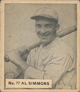 1936 World Wide Gum (V355) #77 Al Simmons Front