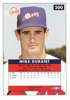 1992-93 Fleer Excel #200 Mike Durant Back
