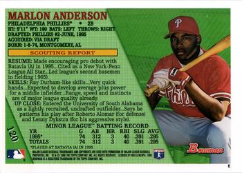 1996 Bowman #120 Marlon Anderson Back