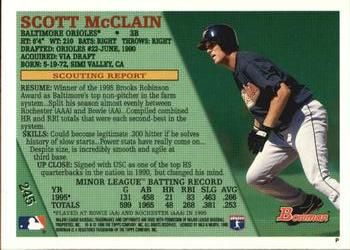 1996 Bowman #245 Scott McClain Back