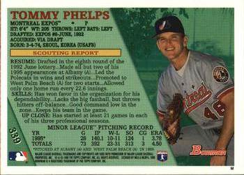 1996 Bowman #339 Tommy Phelps Back