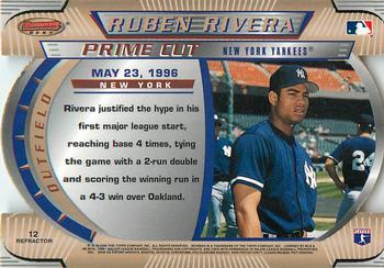 1996 Bowman's Best - Best Cuts Refractor #12 Ruben Rivera Back