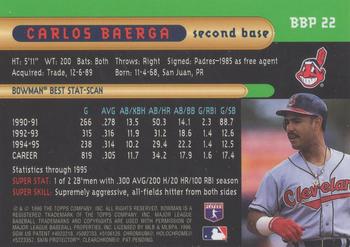 1996 Bowman - Bowman's Best Previews #BBP 22 Carlos Baerga Back