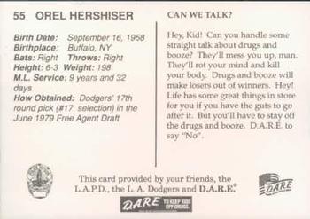 1993 Los Angeles Dodgers Police #NNO Orel Hershiser Back