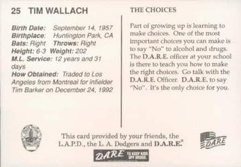 1993 Los Angeles Dodgers Police #NNO Tim Wallach Back