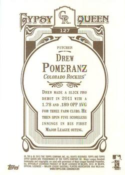 2012 Topps Gypsy Queen #127 Drew Pomeranz Back