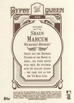 2012 Topps Gypsy Queen #103 Shaun Marcum Back