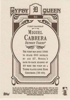 2012 Topps Gypsy Queen #50 Miguel Cabrera Back