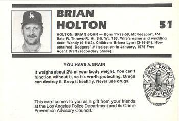 1988 Los Angeles Dodgers Police #NNO Brian Holton Back