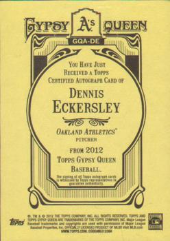 2012 Topps Gypsy Queen - Autographs #GQA-DE Dennis Eckersley  Back