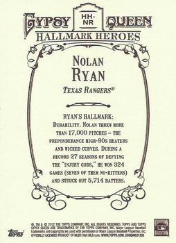 2012 Topps Gypsy Queen - Hallmark Heroes #HH-NR Nolan Ryan  Back