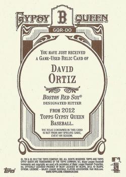 2012 Topps Gypsy Queen - Relics #GQR-DO David Ortiz  Back