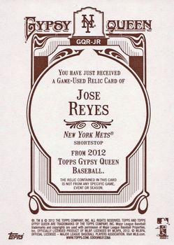 2012 Topps Gypsy Queen - Relics #GQR-JR Jose Reyes Back