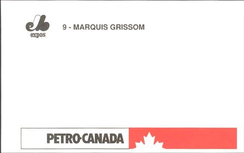 1991 Petro Canada Montreal Expos Postcards #NNO Marquis Grissom Back
