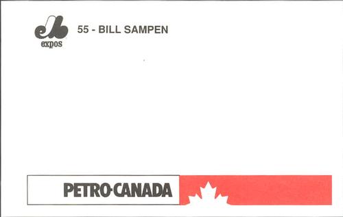 1991 Petro Canada Montreal Expos Postcards #NNO Bill Sampen Back