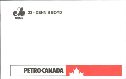 1991 Petro Canada Montreal Expos Postcards #NNO Dennis Boyd Back