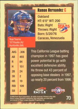 1998 Team Best #70 Ramon Hernandez Back