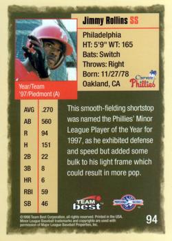 1998 Team Best #94 Jimmy Rollins Back