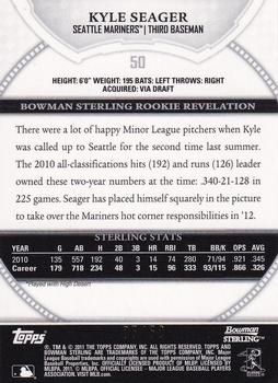 2011 Bowman Sterling - Gold Refractors #50 Kyle Seager Back