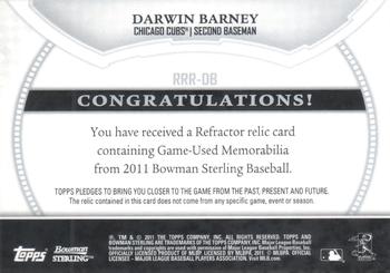 2011 Bowman Sterling - Rookie Relics #RRR-DB Darwin Barney Back