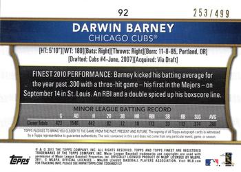 2011 Finest - Rookie Dual Relic Autographs Refractors #92 Darwin Barney Back