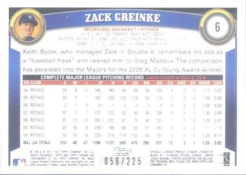 2011 Topps Chrome - Atomic Refractors #6 Zack Greinke Back