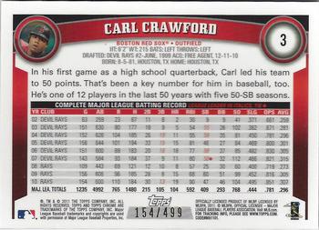 2011 Topps Chrome - Purple Refractors #3 Carl Crawford Back