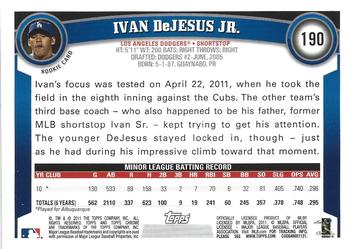 2011 Topps Chrome - Rookie Autographs #190 Ivan DeJesus Jr. Back