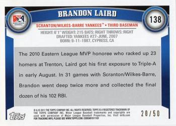 2011 Topps Pro Debut - Gold #138 Brandon Laird Back