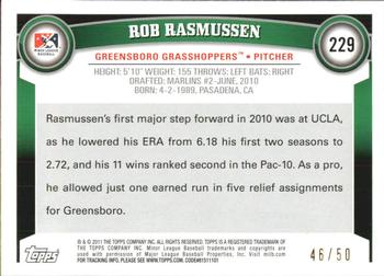 2011 Topps Pro Debut - Gold #229 Rob Rasmussen Back