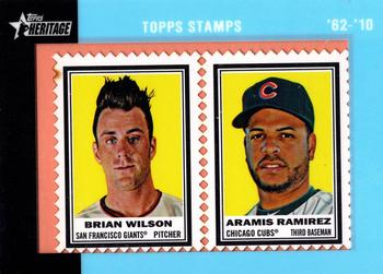 2011 Topps Heritage - Framed Dual Stamps #NNO Brian Wilson / Aramis Ramirez Front