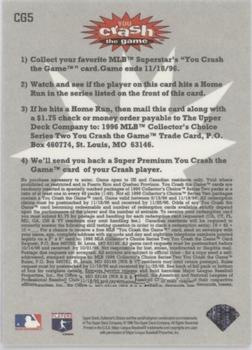 1996 Collector's Choice - You Crash the Game #CG5 Jose Canseco Back