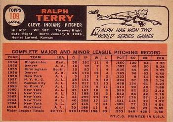 1966 Topps #109 Ralph Terry Back